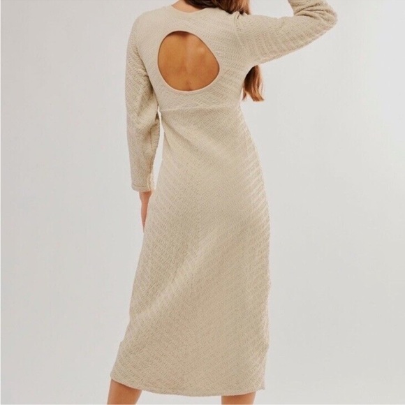 NWOT Free People Gabby Midi Crew Dress Cream Ivory Keyhole Back X-Small / Small - Picture 2 of 12